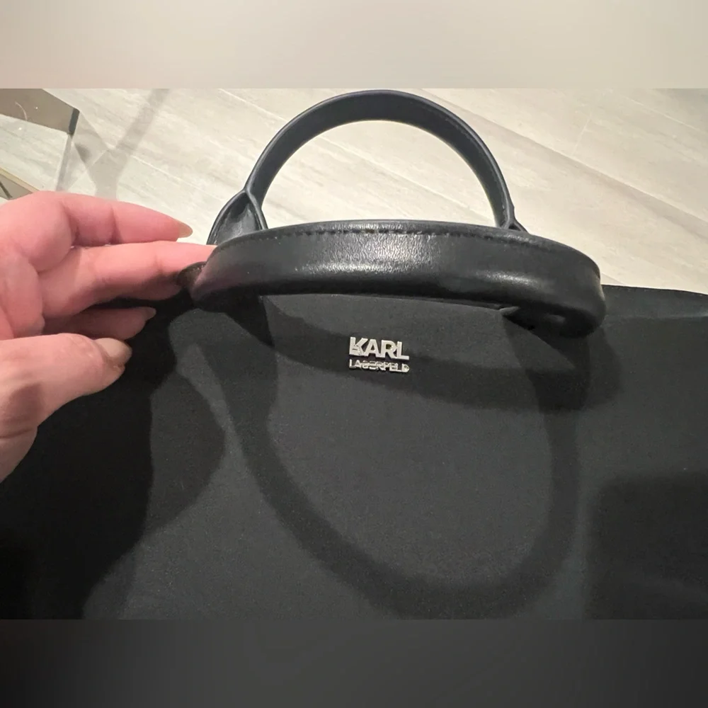 New Karl Lagerfeld Ikonik Laptop Case Briefcase Black - Picture 12 of 13
